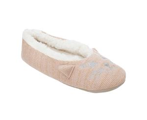 Slumberzzz Womens/Ladies Cat Ballet Slippers (Pink) - SL745