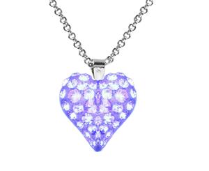 Sterling Silver Crytsal Heart Necklace (Blue)