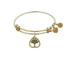 Stipple Finish Brass Tree Of Life Angelica Bangle Bracelet 7.25" - Yellow