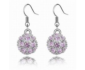 Swarovski Crystal Elements - Shamballa Ball Drop Earrings - 5 Colours - White Gold Plate - Valentine's Day Gift Idea - Violet