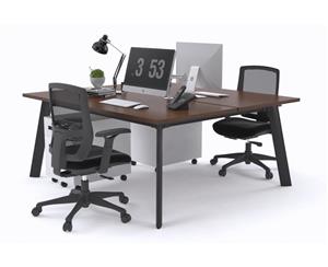 Switch - 2 Person Workstation Black Frame [1200L x 800W] - wenge none