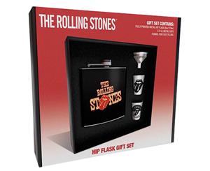 The Rolling Stones Hip Flask Set Classic Tongue Band Logo Official - Black