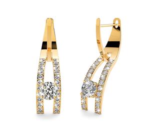 Throne Sparkling Zirconia Latch Back Earrings|Gold