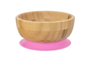 Tiny Dining Children's Bamboo Cereal / Dessert Bowl with Stay Put Suction - Pink