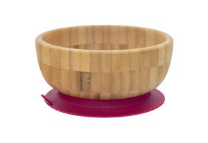 Tiny Dining Children's Bamboo Cereal / Dessert Bowl with Stay Put Suction - Red