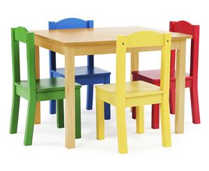 Tot Tutors Kids Small Table & Chair Set 5-Piece - Multi Colour