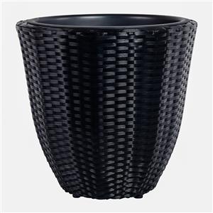 Tuscan Path 46 x 45cm Jet Black Poly Rattan Egg Pot