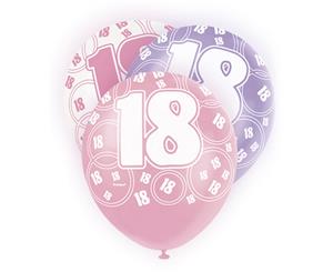 Unique Party 12 Inch 18Th Birthday Pink Balloons (Pack Of 6) (White/Purple/Pink) - SG5974