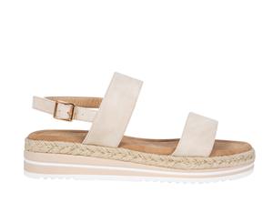 Venice Wildfire Womens Flatform Sandal Double Strap Buckle Fastening - Natural