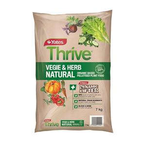 Yates 7kg Thrive Natural Vegie & Herb Organic Based Pelletised Plant Food