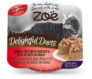 Zoe Delightful Duet Pate Chicken & Beef in Gravy Cat Food 6x80g