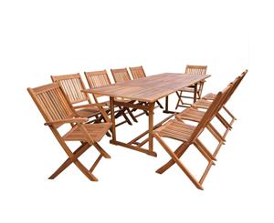 11 Pieces Solid Acacia Wood Outdoor Dining Set Garden Furniture Set