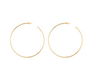 14k Gold Round Large Hoop Earrings Diameter 75 mm - White