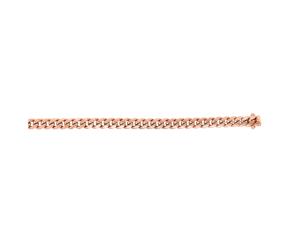 14k Rose Solid Gold Miami Cuban Link Chain Necklace Width 6mm - Pink