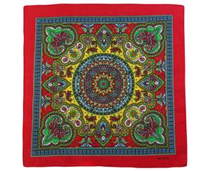 1pce Bandana 54x54cm with Bright Paisley Range with Red Border