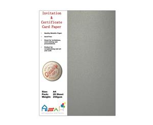 20pce Beige Metallic Certificate / Invitation Card Paper 250gsm A4 Acid Free - Beige Metallic