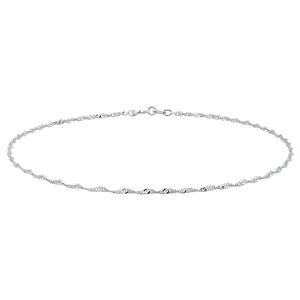 27cm (11") Singapore Anklet in 10ct White Gold