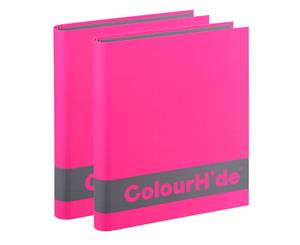 2PK ColourHide A4 200 Sheets Silky Touch Ring Binder/Folder Paper Organiser Pink