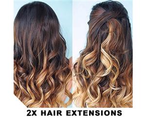 2Pcs Two Tone Ombre High Grade Brown Curly Hair 7Piece 16Clips 24" Hair Extension 2X