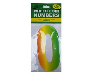 2pce Number 0 Wheelie Bin Number Stickers Rainbow Twin Pack Adhesive Waterproof