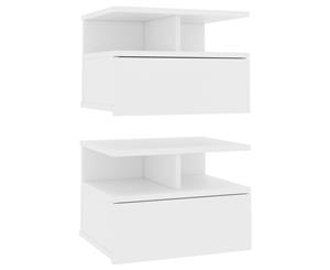 2x Floating Nightstand White Chipboard Bedside Cabinet Side End Table