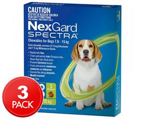 3pk NexGard Spectra Tick Flea & Heartworm Treatment Chews For Medium Dogs 7.6-15kg