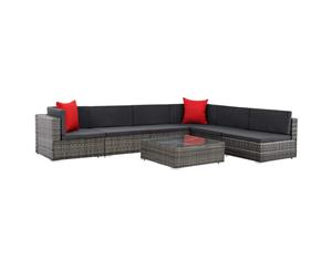 7 Piece Garden Lounge Set with Cushions Poly Rattan Grey Relaxing Seat