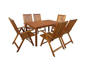 7 Piece Solid Acacia Wood Outdoor Dining Set Garden Patio Table Chair