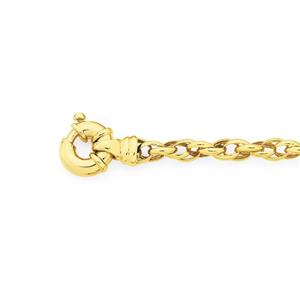 9ct Gold 19cm Triple Oval Belcher Bolt Ring Bracelet