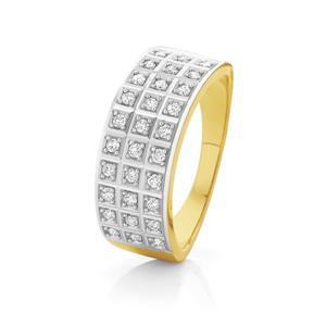 9ct Gold Diamond Three Row Dress Band