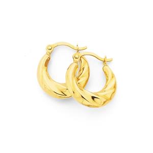 9ct Gold Swirl Puff Creole Earrings