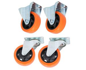 AB Tools 4" Fixed + Swivel PVC Trolley Castor Wheel Roller Bearings 130kg Load Each 4pc