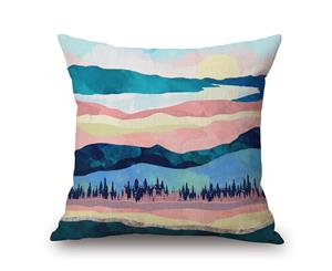 Abstract Watercolor Landscape Painting on Cotton&linen Pillow Cover 84457