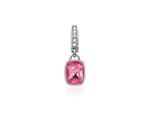 Affinity Cushion Charm with Rose Swarovski Crystals Rhodium Plated