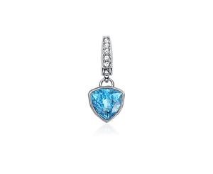 Affinity Mini Trillion Charm with Aquamarine Swarovski Crystals Rhodium Plated