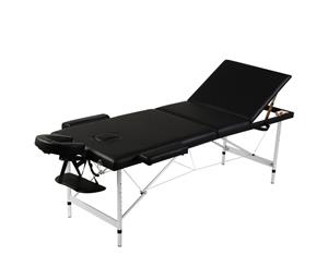 Aluminium Portable Massage Table 3 Fold Beauty Therapy Bed Waxing 68cm Black