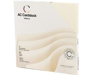 American Crafts Textured Cardstock Pack 12&quotX12" 60/Pkg-Solid Vanilla