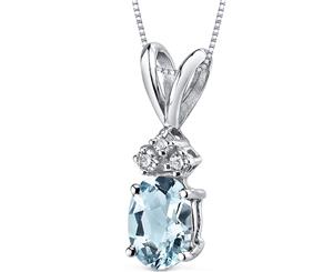 Aquamarine Diamond Pendant 14K White Gold Oval 7 x 5 mm 0.65 ct NSJP9658