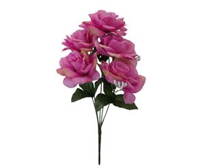 Artificial Fake Flowers Bouquet Greenery Foliage Leaf Roses Wedding Decor[Design Rose B (Fuschia)]