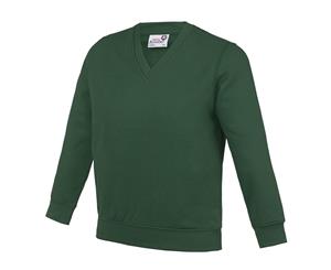 Awdis Academy Childrens/Kids Junior V Neck School Jumper/Sweatshirt (Pack Of 2) (Green) - RW6680