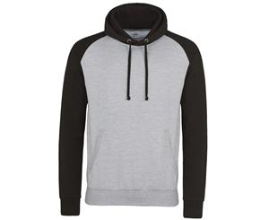 Awdis Just Hoods Adults Unisex Two Tone Hooded Baseball Sweatshirt/Hoodie (Heather Grey/Jet Black) - RW3928