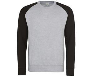 Awdis Mens Two Tone Cotton Rich Baseball Sweatshirt (Heather Grey/Jet Black) - RW3929