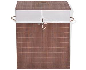 Bamboo Laundry Bin Rectangular Brown Basket Clothes Storage Hamper Lid