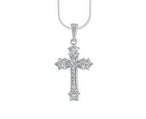 Bevilles 9ct White Gold Fancy Cross Necklace