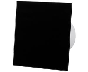 Black Glass Front Panel 100mm Timer Extractor Fan for Wall Ceiling Ventilation