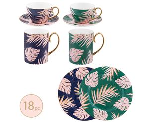 Blue Lagoon and Emerald Island Mugs Teacups and Side Plates - 18 Piece Set