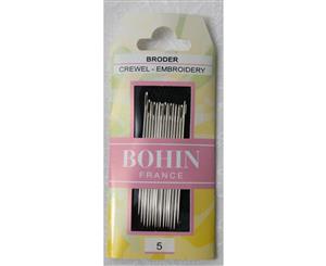 Bohin Crewel Embroidery Needles Size 5 Pack of 15