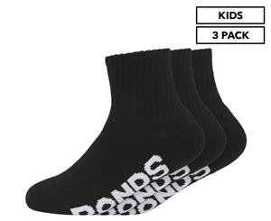 Bonds Kids' Logo Cushioned Sole Quarter Crew Socks 3-Pack - Black