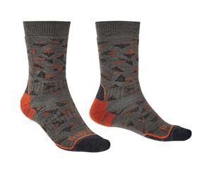 Bridgedale Mens Hike Midweight Merino Wool Walking Socks - Brown / Orange