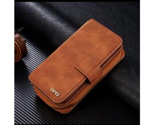 Brown Genuine Leather Purse Wallet Case Cover For iPhone XS